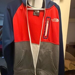 The North Face Red and Gray Zipper Pull